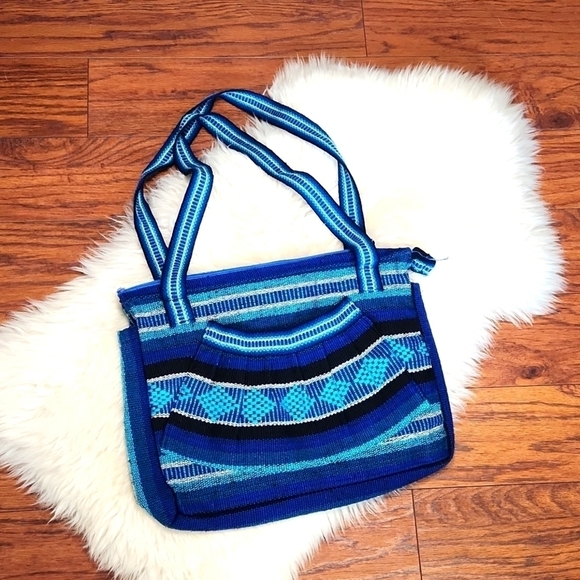 Handmade Handbags - Pinzon Boho Mexican Handmade Blue Shoulder bag